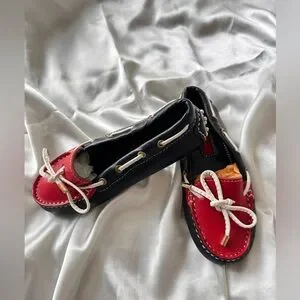 CH Carolina Herrera Red And Black Loafers For Girls