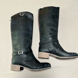 Charles David Rowdy Riding Boots Black Leather Women’s 7 Made in Italy