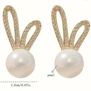 Charming Bunny Earrings With Imitation Pearls: Perfect For Everyday Wear