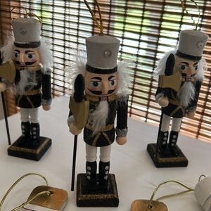 Charming Nutcracker Ornament Set - Gold White And Black 7 Piece Set