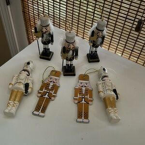 Charming Nutcracker Ornament Set - Gold White and Black 7 piece set