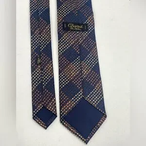 Charvet Place Vendome Men's Giant Check Silk Tie Blue/Yellow