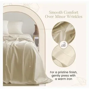 CHATEAU HOME COLLECTION KING SIZE SHEET SET IVORY COLOR 100% 4 PIECE SET