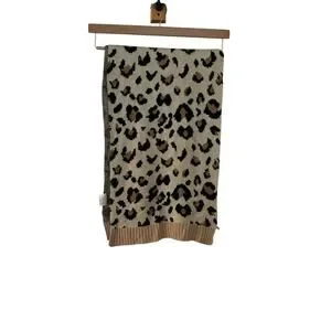 Cheetah Print Cream Beige Neutral Long Wide Scarf Wrap Shawl Winter Cozy
