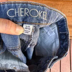 Cherokee Girls Denim Shorts Size 10/12 Blue With Frayed Hem