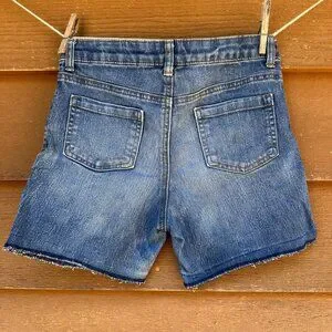 Cherokee Girls Denim Shorts Size 10/12 Blue With Frayed Hem
