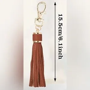 CHESTNUT BROWN WOMEN’S KEYCHAIN WALLET FASHION LEATHER TASSEL