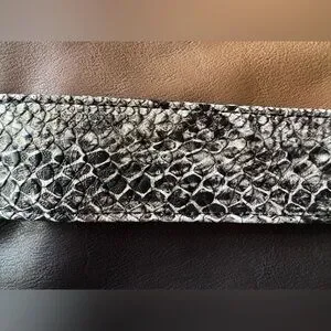 Chic Black And Tan Clutch With Snakeskin Accent