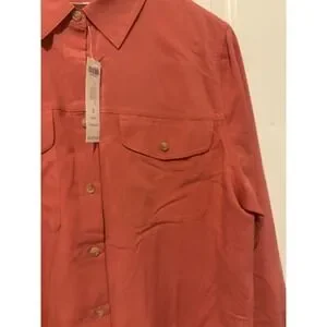 Chico's Blouse Women's NWT‎ Size 2 Large Long Sleeve Button Up Desert Coral