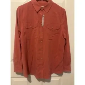 Chico's Blouse Women's NWT Size 2 Large Long Sleeve Button Up Desert Coral Chico's Blouse Women's NWT Size 2 Large Long Sleeve Button Up Desert Coral