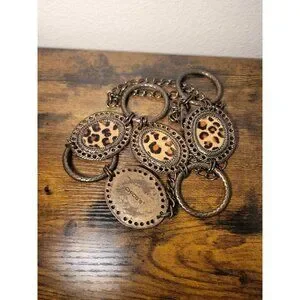 Chico's Leopard Concho Chain Belt Animal Adjustable Medallion Link Calf Hair OS