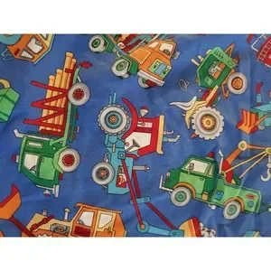 Child's Colorful Utility Vehicles Trucks Fire Engine Snow Plows 38x66 Comforter