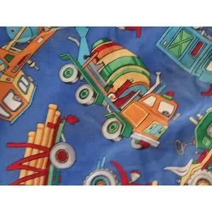 Child's Colorful Utility Vehicles Trucks Fire Engine Snow Plows 38x66 Comforter