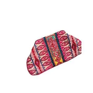 Chloe & Lex Women's Neon Pink Beaded Boho Clutch With Wood Top