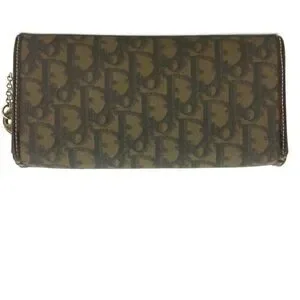 Christian Dior Trotter Canvas Leather Chain Long Bifold Wallet /1A5283