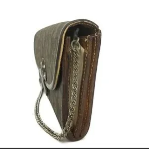 Christian Dior Trotter Canvas Leather Chain Long Bifold Wallet /1A5283