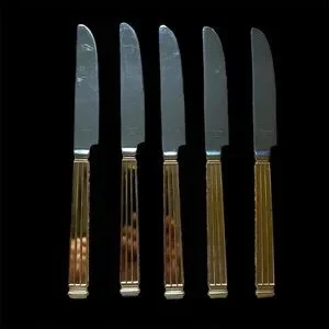 Christian Dior Vintage Gold Plated Stainless Steel Discontinued Flatware Knives