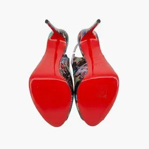 Christian Louboutin Hot Chick Sling Alta Pumps Size 38.5 US 8.5 Starlight Neon