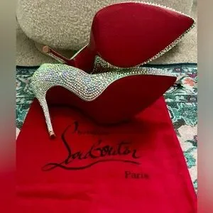 Christian Louboutin Tiffany Blue Swarovski Crystal Gemstone Strass Heels Size 37