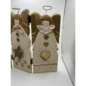 Christmas Angels Decor Hand Painted White Christmas Vintage Folding Holiday