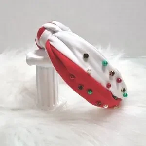 CHRISTMAS HEADBAND Pearls Rhinestones Color block