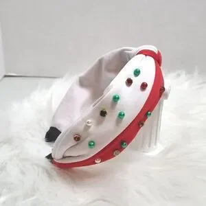 CHRISTMAS HEADBAND Pearls Rhinestones Color block