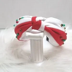 CHRISTMAS HEADBAND pearls rhinestones color block