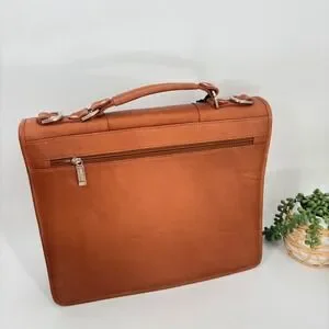 Claire Chase Leather Briefcase Attache Laptop‎ Bag Cognac Brown Business