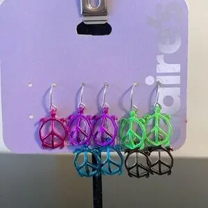 Claire's Vibrant Turtle Peace Earrings Set 4 and a half pairs