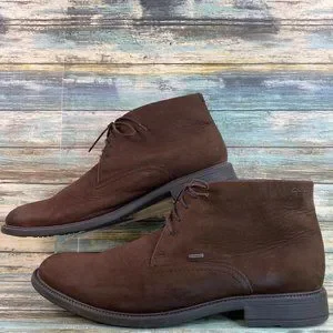 Clarks Brown Leather Gore Tex Chukka Boot Lace Up Block Heel Dress Mens Size 13M