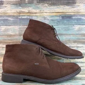 Clarks Brown Leather Gore Tex Chukka Boot Lace Up Block Heel Dress Mens Size 13M