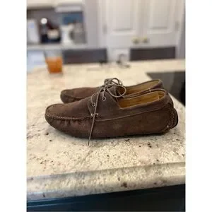 Clarks Brown Suede Lace Up Moccasin Sz 12