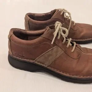 CLARKS Men's Brown Leather Oxford Loafer Shoes Casual Dressy Size 11
