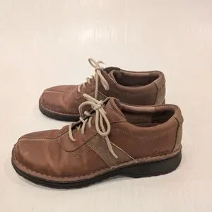 CLARKS Men's Brown Leather Oxford Loafer Shoes Casual Dressy Size 11