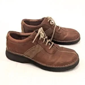 CLARKS Men's Brown Leather Oxford Loafer Shoes Casual Dressy Size 11