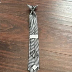 Classic Black And White Striped Kids Clip On Tie‎