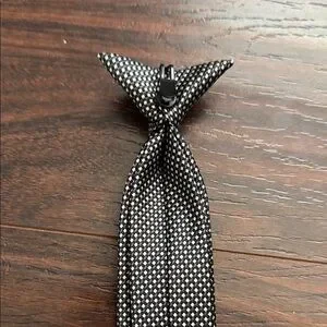 Classic Black And White Striped Kids Clip On Tie‎