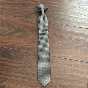 Classic Black and White Striped Kids Clip on Tie