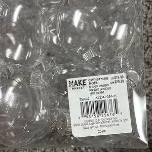 Clear Plastic Disc Holiday Ornaments - Set Of 25