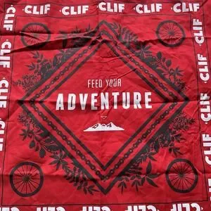 Clif‎ Bar "Feed Your Adventure" Red/Black 21"x21" Bandana With Chain Link Print