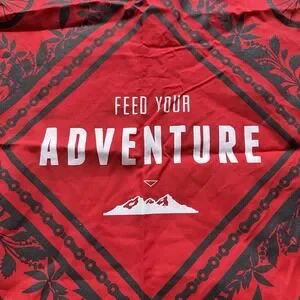 Clif‎ Bar "Feed Your Adventure" Red/Black 21"x21" Bandana With Chain Link Print