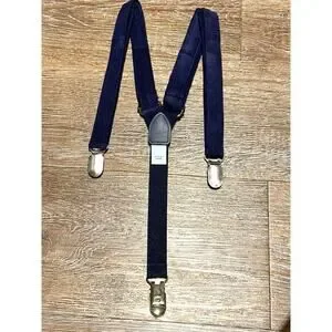 Clip-On BowTie Suspenders Set Plaid Corduroy -Blue-Boys Holiday Christmas