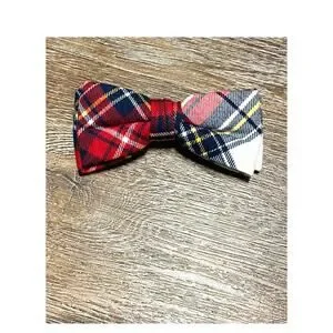 Clip-On BowTie Suspenders Set Plaid Corduroy -Blue-Boys Holiday Christmas