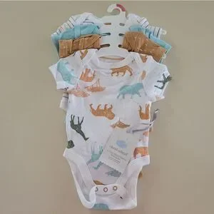 Cloud Island™ Blue Safari Short Sleeve Bodysuit 4pk Newborn