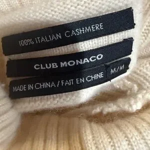 Club Monaco Cream Turtleneck Cashmere Sweater