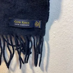 Club Room Scarf Mens Navy Blue 100% Cashmere Winter Soft Fringed Classic Warm
