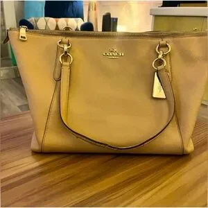 COACH Ava Tan Leather Tote Bag GUC