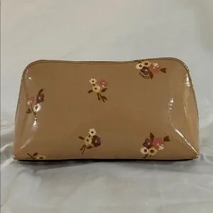 Coach Brown Floral Cosmetic Case 17 With Baby Bouquet Print
