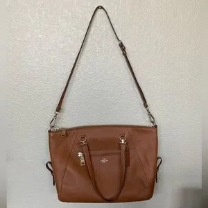 Coach Camel Tan Brown Leather Satchel Shoulder Bag Purse