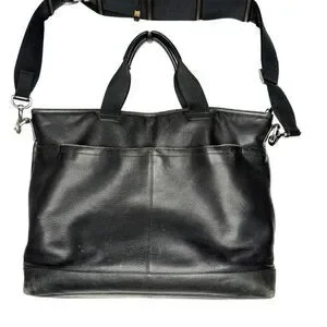 Coach F70926 Bleecker Legacy Black Pebbled Leather Slim Brief Bag With Strap